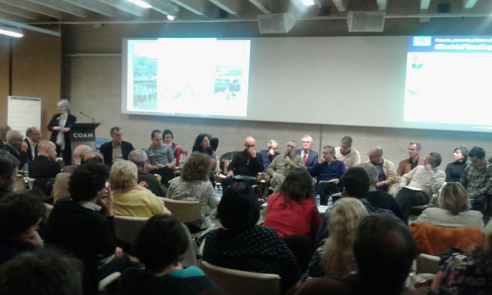 Debate en la sede del COAM sobre la reforma de Plaza de España, con participación de Miguel Ángel Troitiño (11-02-2016)